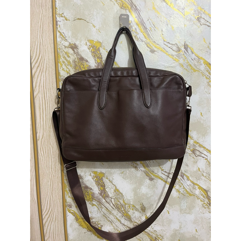 COACH Leather Briefcase / Laptop Bag – Dark Brown Pria