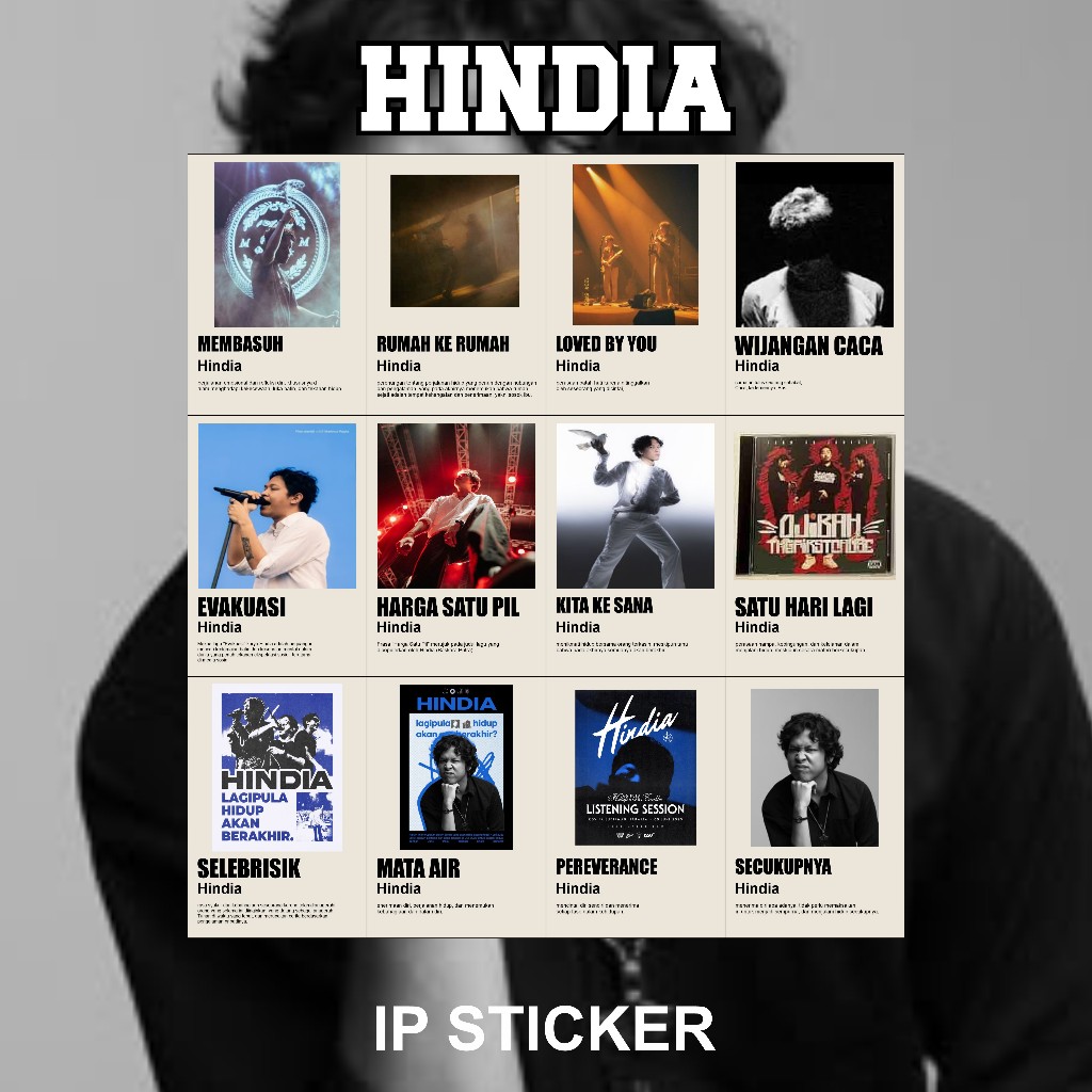 Poster Playlist Band Hindia - 12PCS - Size A5