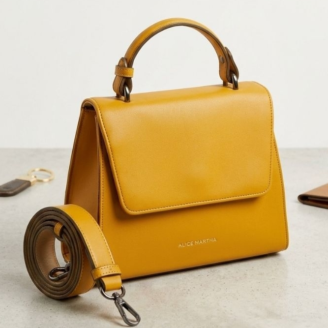 Tas Selempang Alice Martha Bag Original Korea Baru Handbag Minimalis Kuning Mustard Mewah Impor