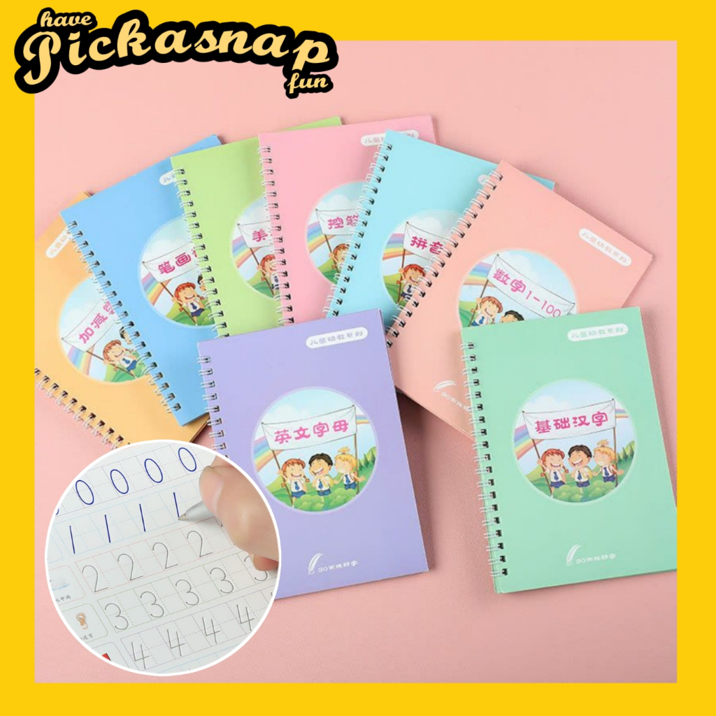 [Pickasnap] 4 Buku tracing | Buku belajar MEMBACA , MENULIS,  BERHITUNG, MENGGAMBAR Abjad ABC NUMBER