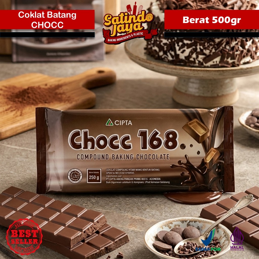 Cokelat Batang CHOCC 168 Kemasan 500gr - Coklat Batangan CHOCC 168 Compound
