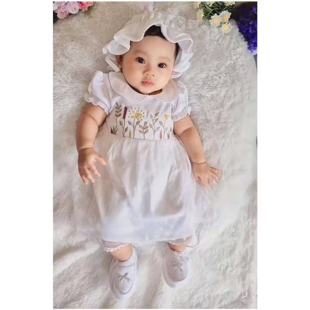 PRELOVED Dress Bayi Bordir | Baju Aqiqah | Baju Putih Bayi | Baju Acara Bayi