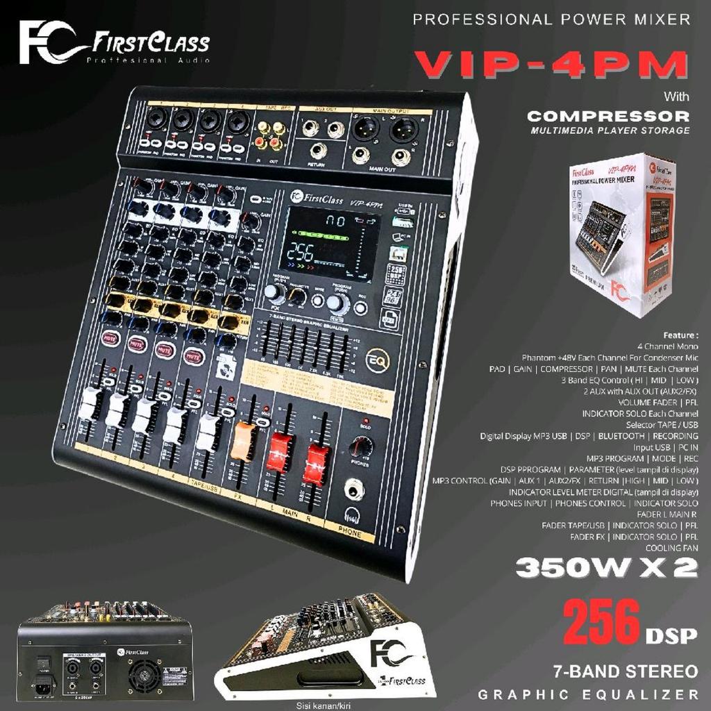Profesional Power Mixer Firstclass VIP-4PM suport Bluetooth USB Equalizer DSP 24 dan komputer