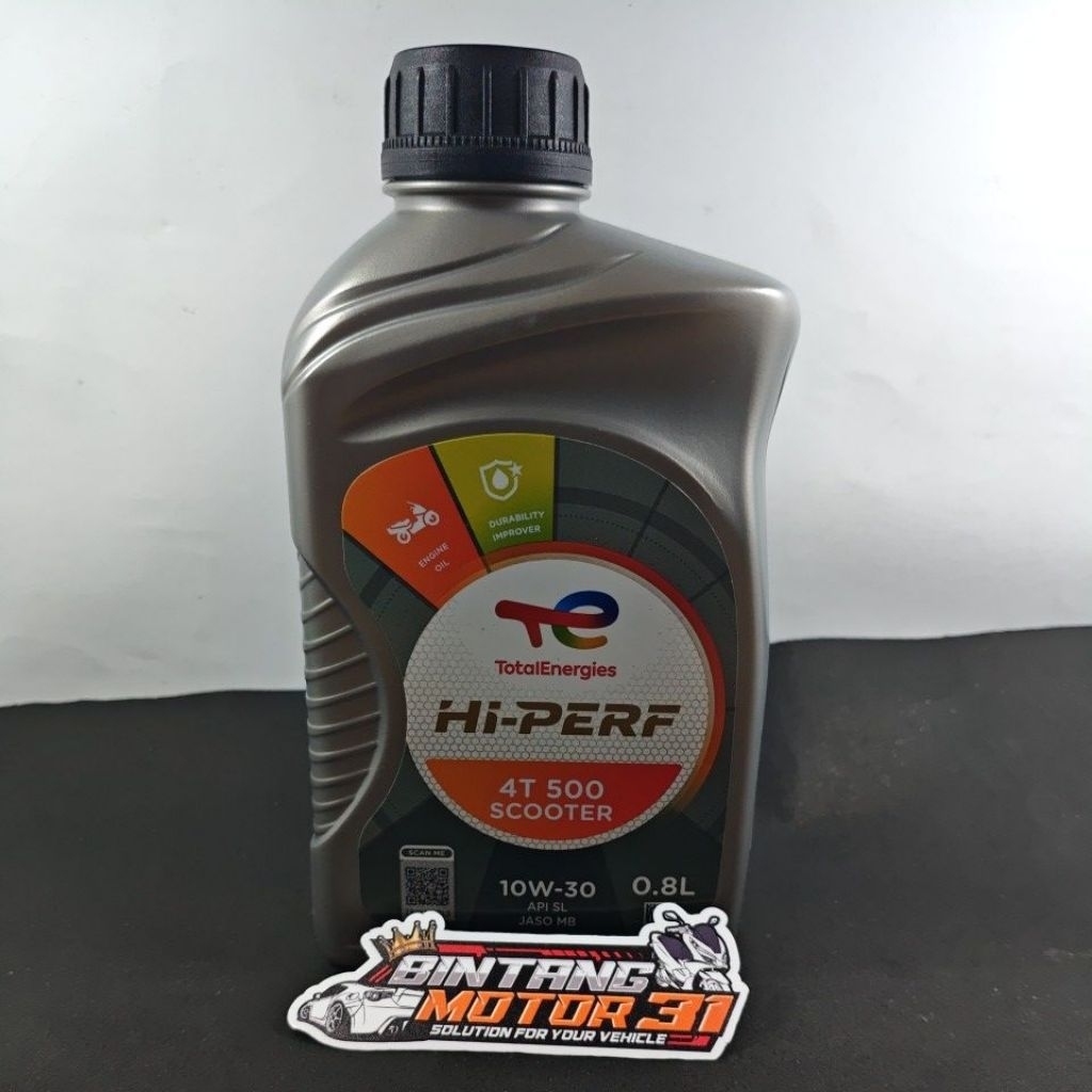 Oli Motor Matic Total HI-PERF Scooter 10W30 800ml - Perlindungan Mesin, Efisiensi Bahan Bakar, Kompr