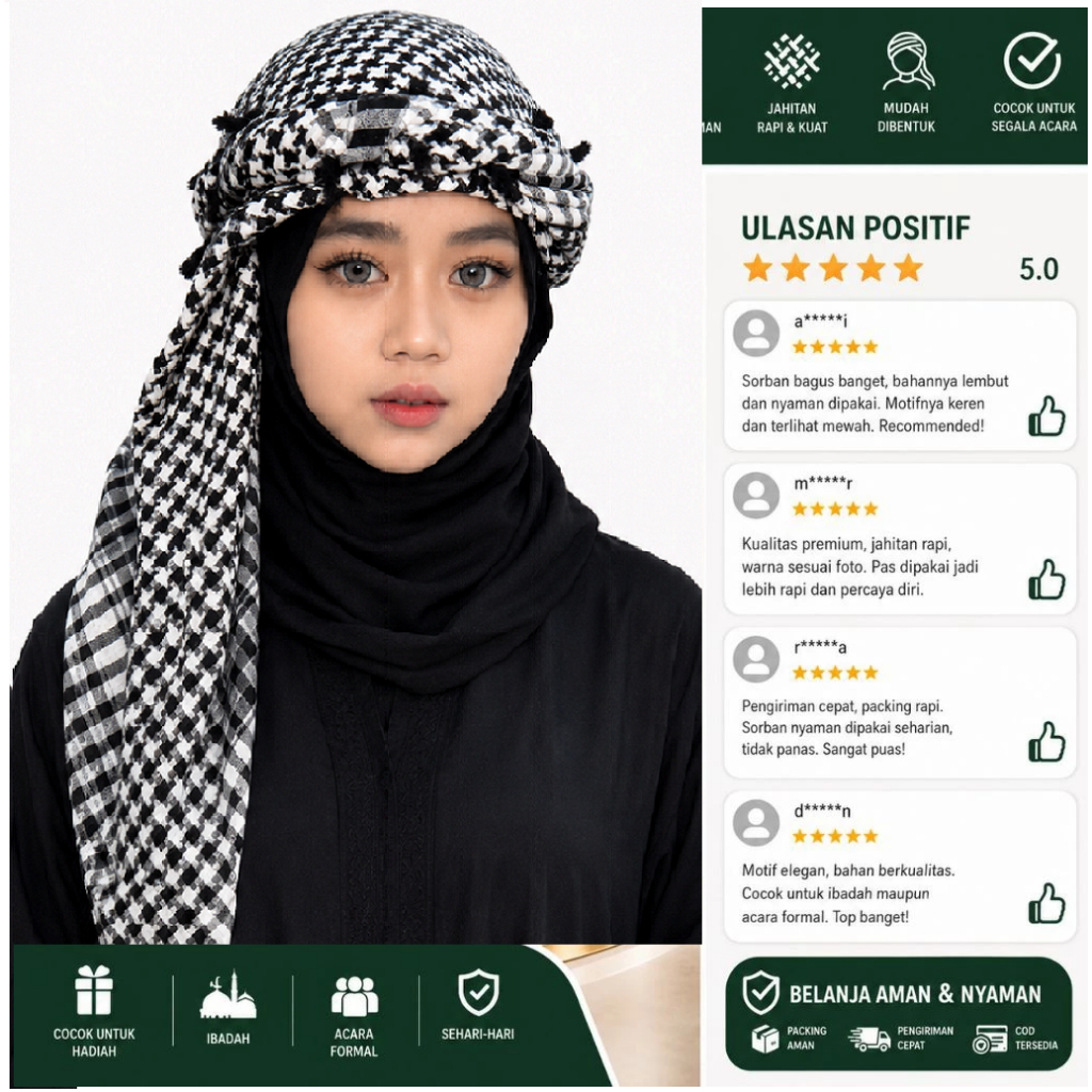Sorban Perempuan Santriwati Bahan Katun Premium Tebal Nyaman Halus