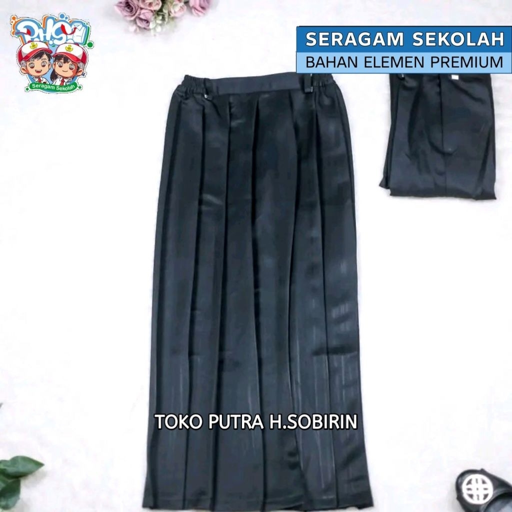 ROK HITAM REMPEL KELILING SMP&SMA | ROK HITAM PANJANG ANAK SEKOLAH BAHAN ELEMEN PREMIUM LICIN