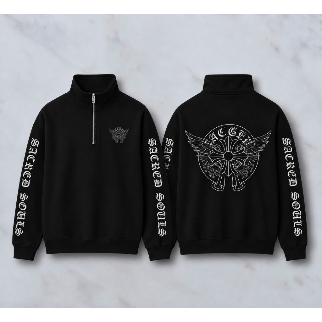 Jaket Half zipper Where Shadows Take Flight x chrome hearts unisex