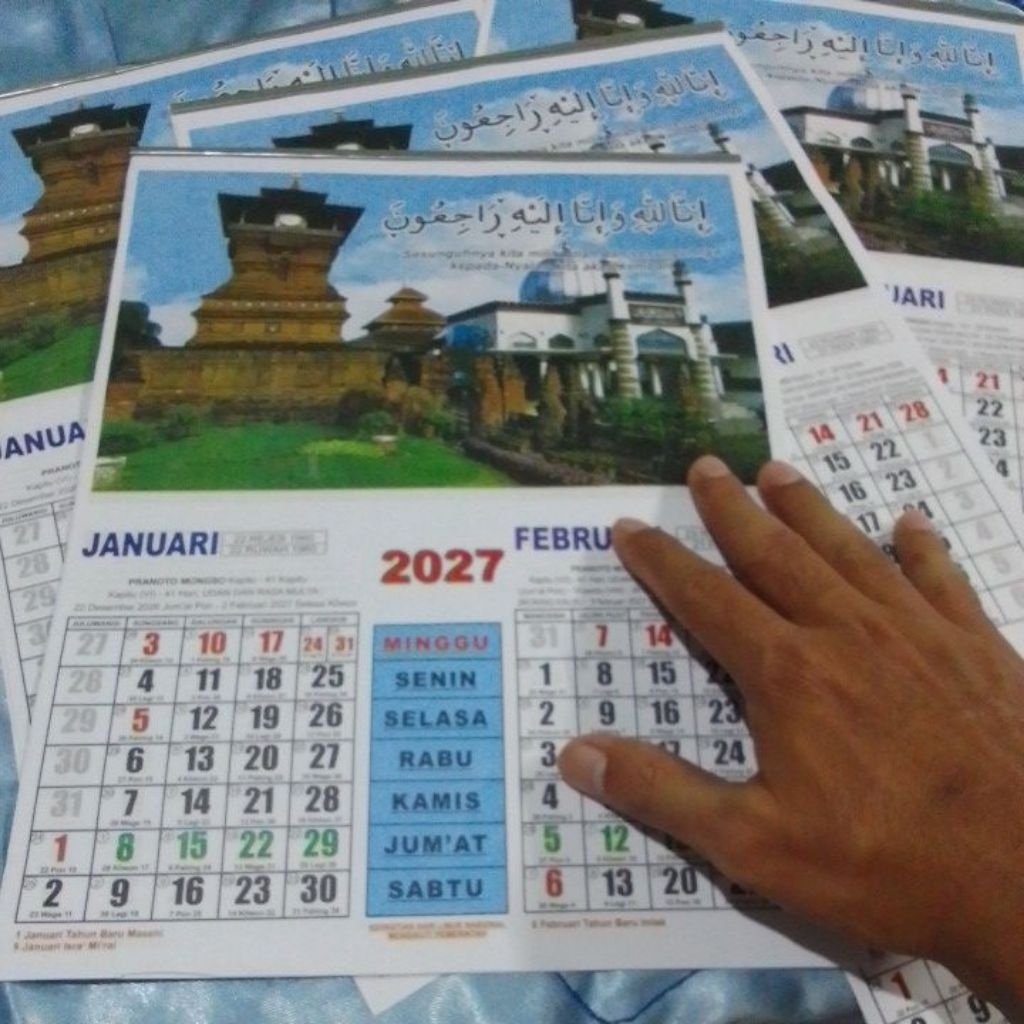 Kalender Wuku 2027 Model Terbaru 6 Lembar Dengan Gambar Berbeda. Lengkap Pranata Mangsa dan Hari Pas