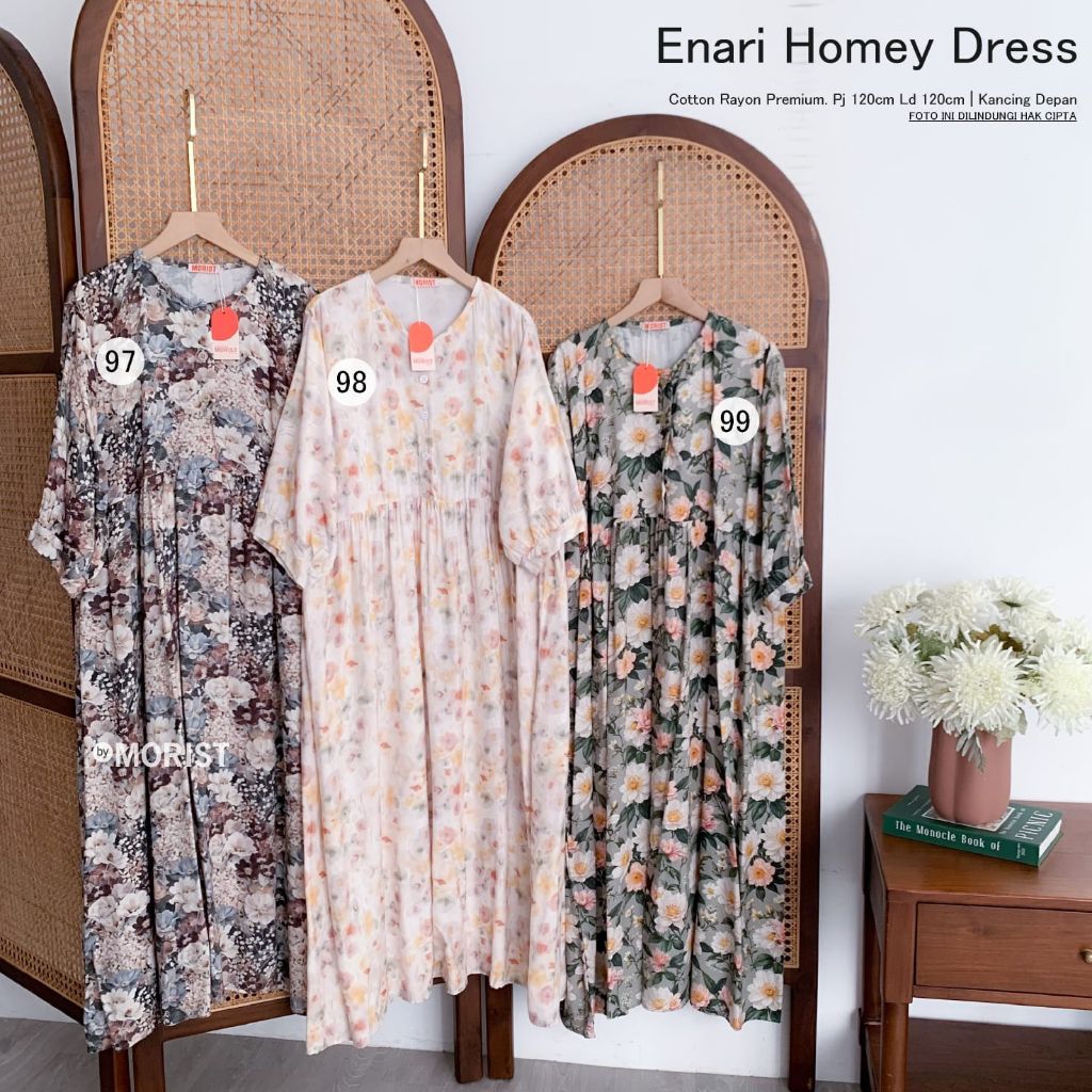 Enari HomeDress Daster Pendek Premium Catton Rayon Original Ori Morist Berlabel