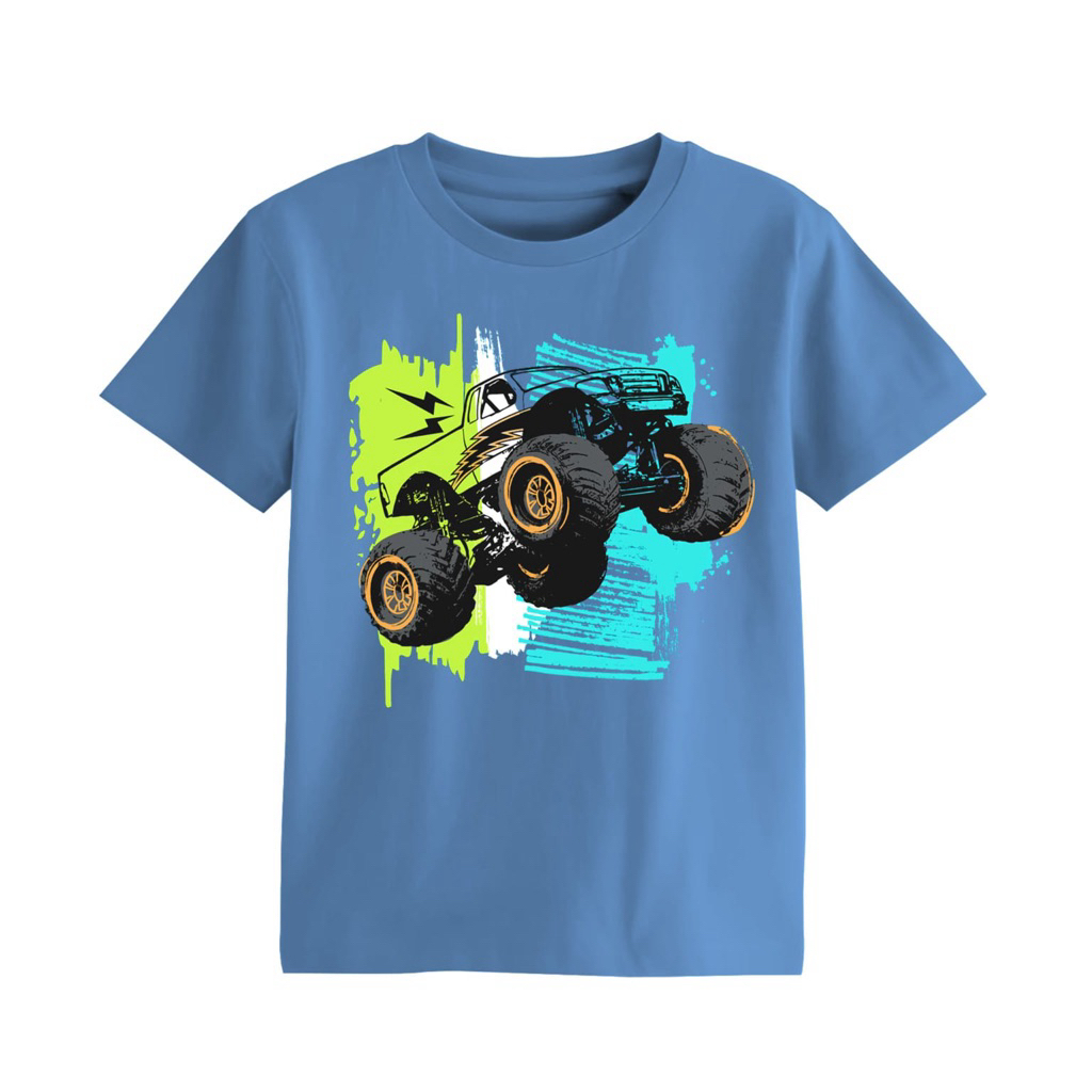 KAOS ANAK  MONSTER TRUCK - BIRU DENIM