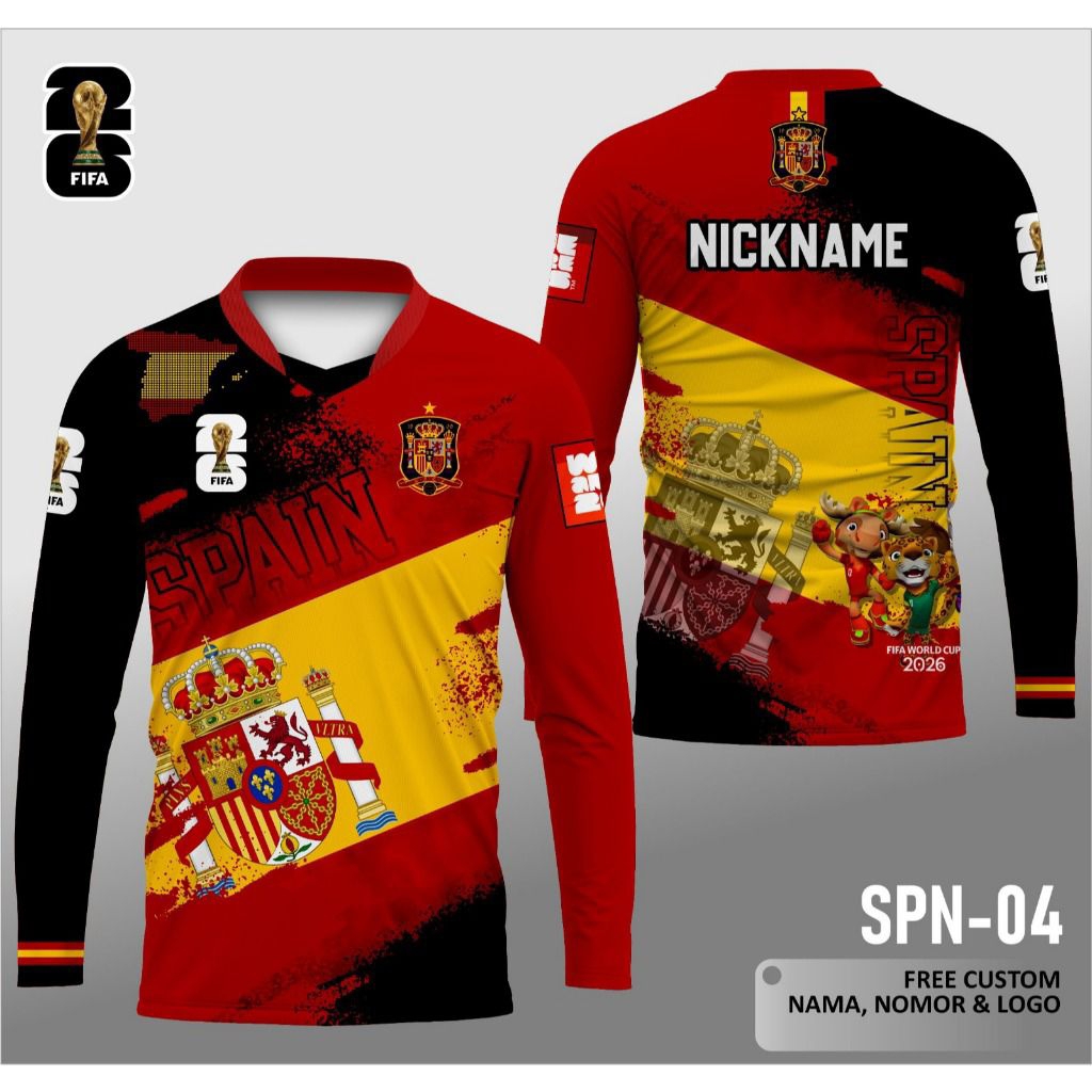 Jersey spanyol piala dunia 2026 kaos Jersey spanyol free custom nama dan nomor