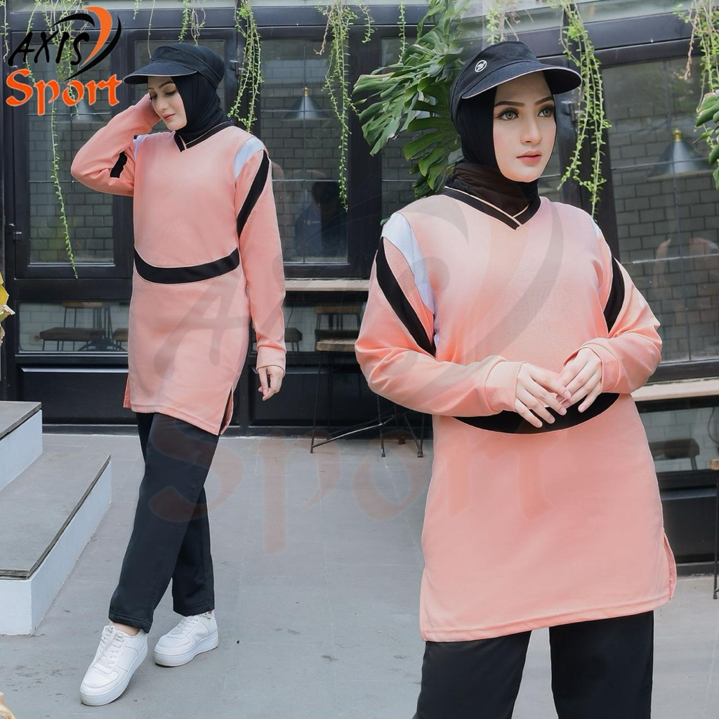 setelan baju olahraga senam wanita model tunik / seragam olahraga senam / setelan olahraga syari
