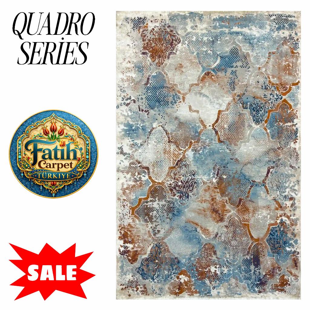 Karpet Minimalis impor Turki merek Quadro- 7901A D Grey Hb Cream