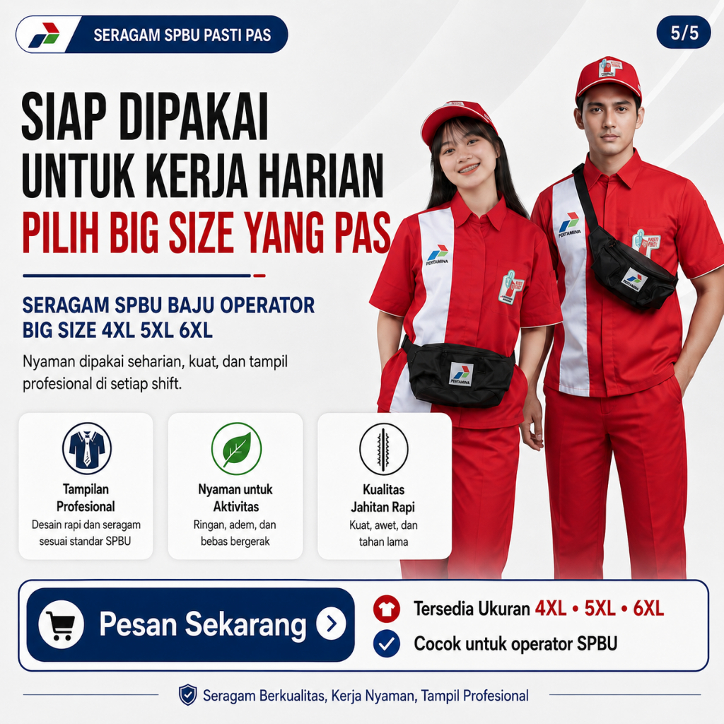 BAJU SPBU OPERATOR PASTI PAS PERTAMINA JUMBO SIZE 4XL 5XL 6XL
