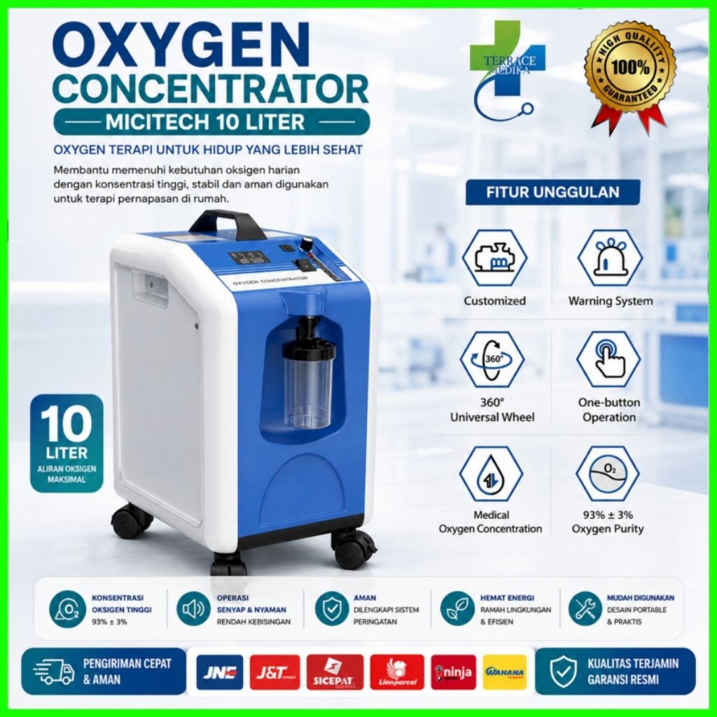 Micitech Oxygen Concentrator 10 Liter | Oksigen Konsentrator 10L | Oxygen Purity 93% ±3% / Oxygen Co