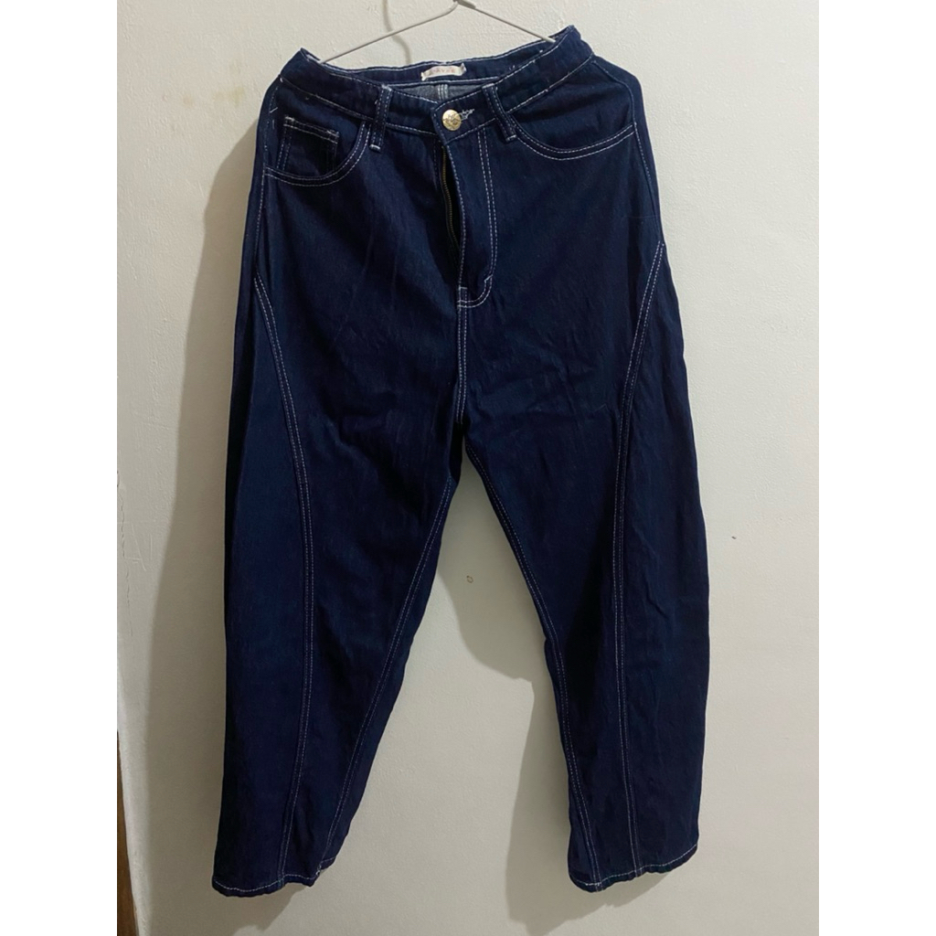 Preloved Klavee Barrel Jeans Navy Blue