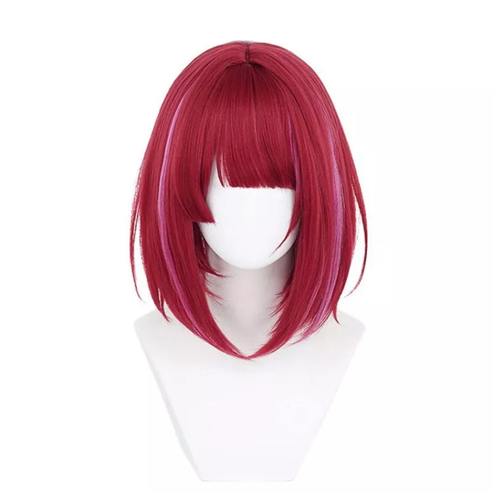 Wig Pendek Merah Burgundi Anime Cosplay Wig Heat Resistant