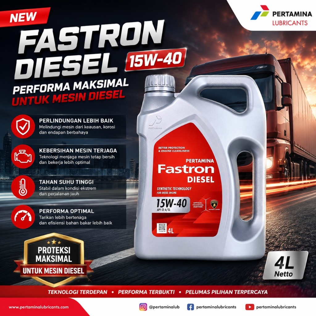 Oli Mesin Diesel Pertamina Fastron 15W-40 Jerigen 4 Liter Jaminan Ori Pabrik 1000% Kurir INSTANT ONL