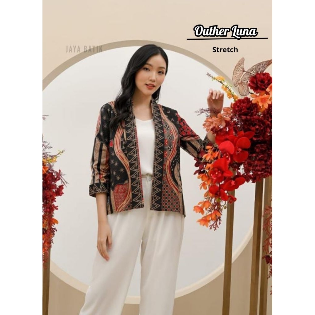 Outher Luna Jaya Batik~ Outher Bahan Katun Stretch Tangan 7/8 ~Outher kekinian~Outher Batik~Outher k