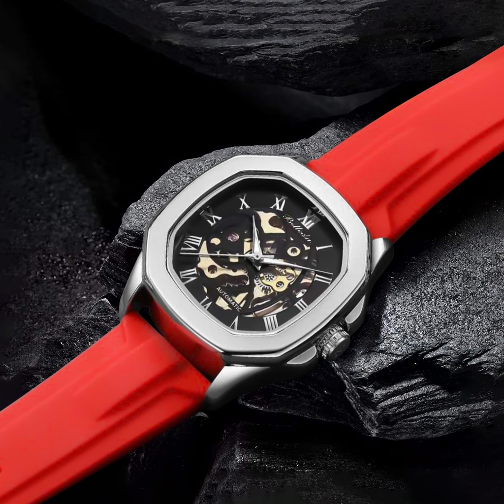 Jam Tangan Pria Wanita Belleda 9484 Rubber Strap Automatic Mekanik Anti Air 3 Atm Watches