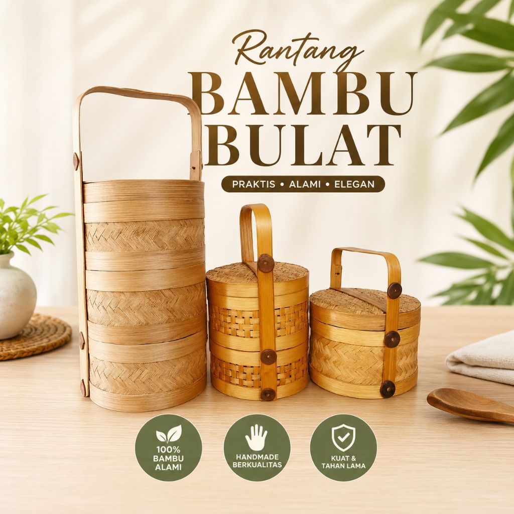 Rantang - rantang bambu - rantang bulat - rantang piknik - rantang susun 1 dan 2
