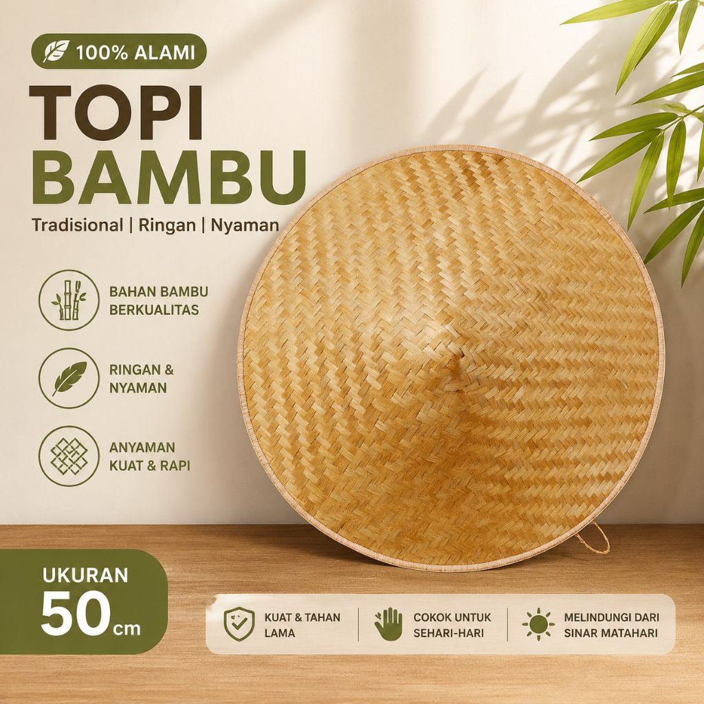 Topi caping jumbo - topi caping ibu - topi bambu besar - anyaman topi
