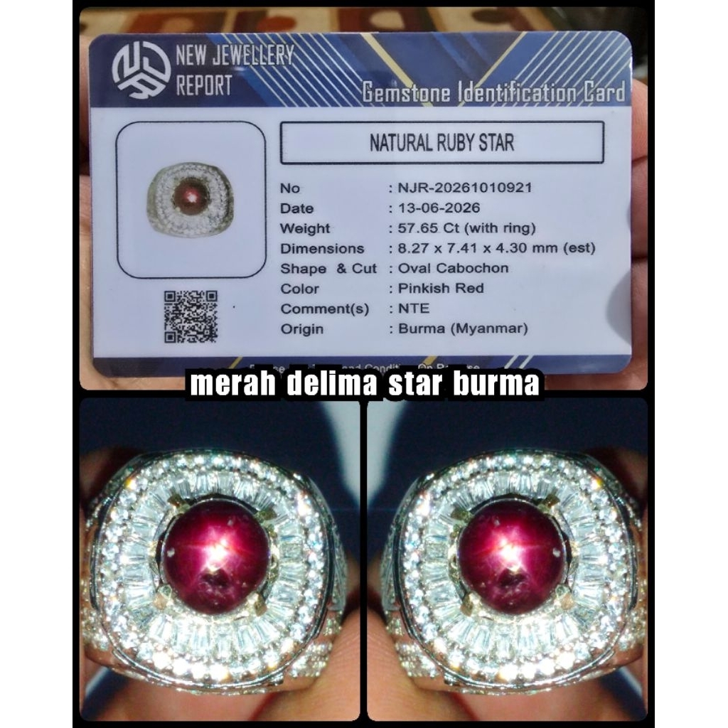 CINCIN STAR RUBY DELIMA BURMA ( NTE YA )