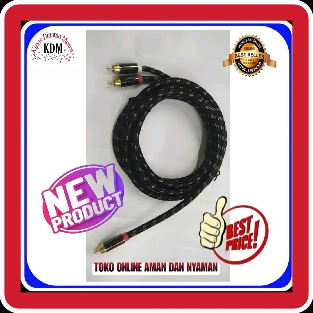 Terbaik Kabel Subwoofer 1 RCA to 2 RCA 3Meter