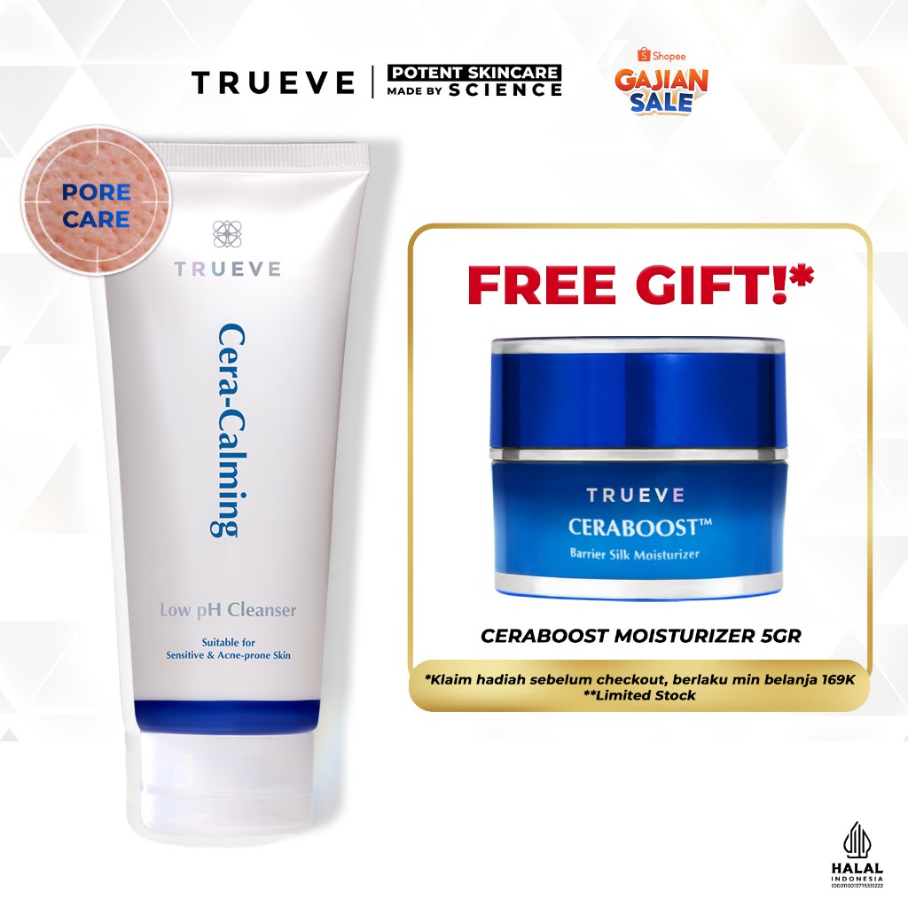 TRUEVE Cera-calming Low pH Facial Cleanser - facial wash sabun low ph anti ketarik, pori-pori bersih