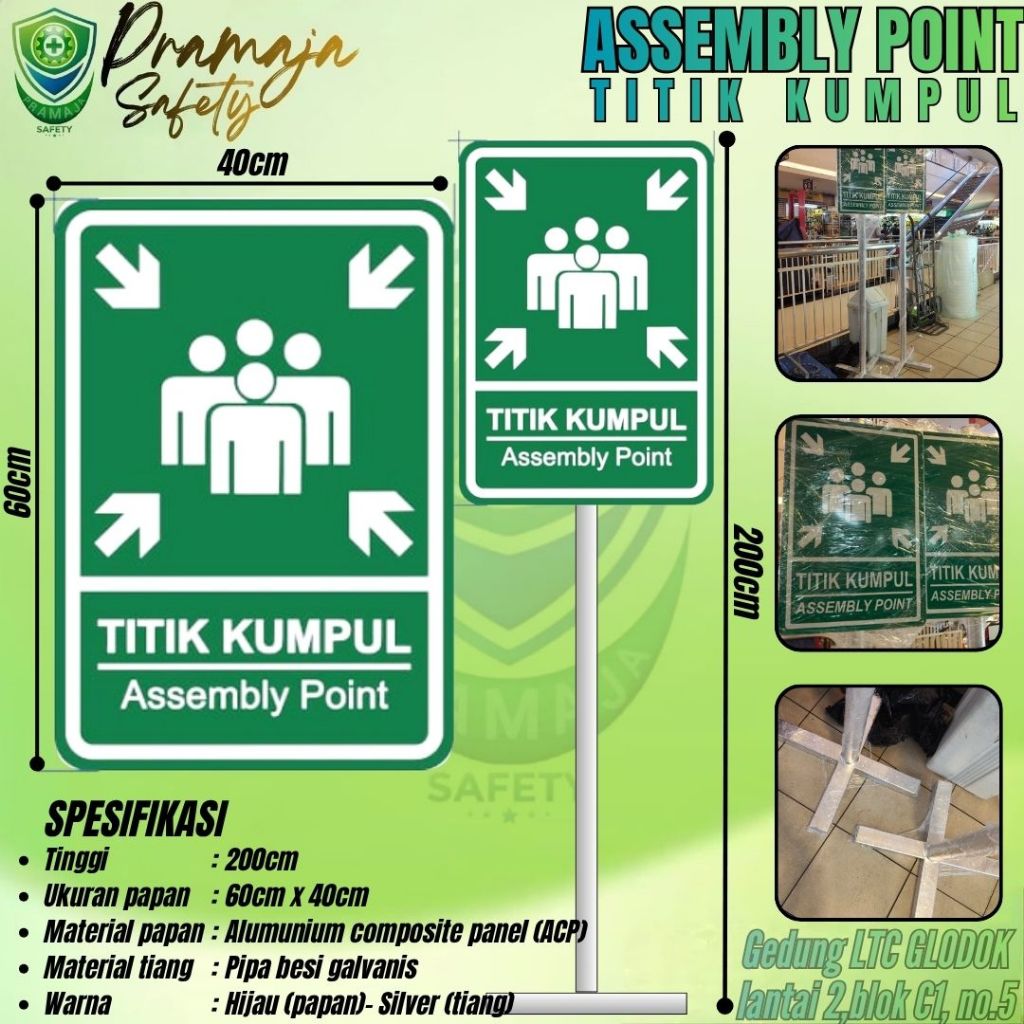 ASSEMBLY POINT/TITIK KUMPUL portable dengan tiang