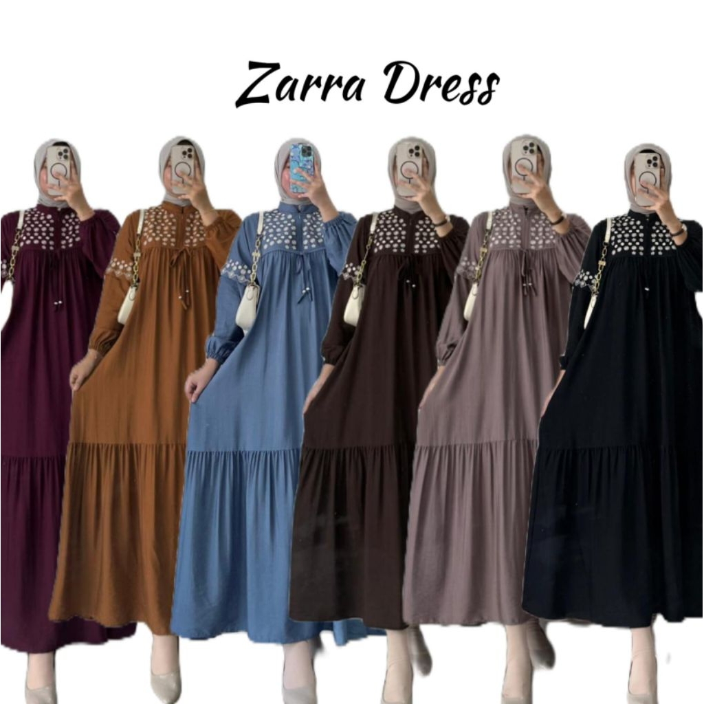 Zarra Dress Bordir//Gamis Linen Bordir//Gamis Bordir