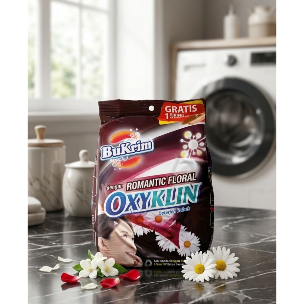 Bukrim Oxyklin 800g Detergen Bubuk Berkualitas Berhadiah Piring Cantik