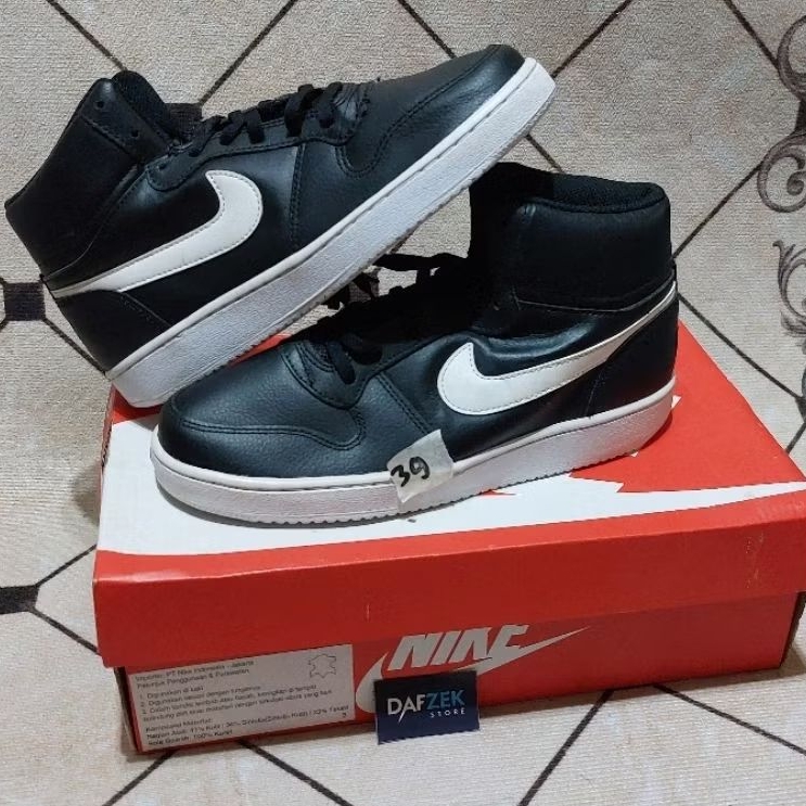 Sepatu Nike Ebernon Black Mid Men's Size 39 Shoes Original