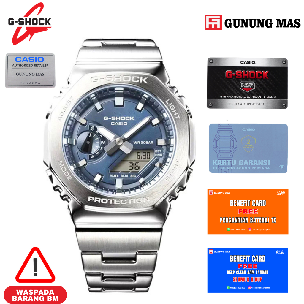 Casio G-Shock GM-2110D-2ADR G-Steel CasiOak Navy Blue Dial Stainless Steel 100% Original