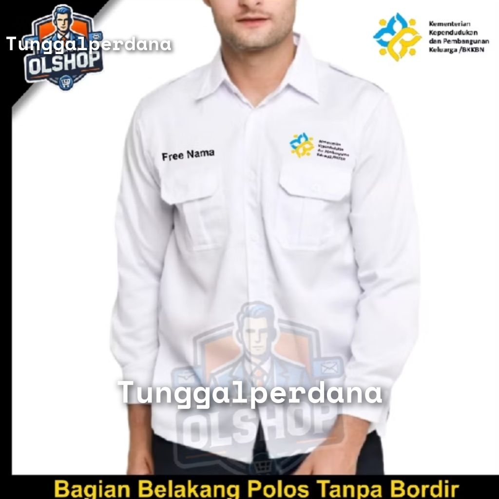 Kemeja BKKBN seragam Bkkbn kementerian kependudukan dan pembangunan keluarga warna putih panjang