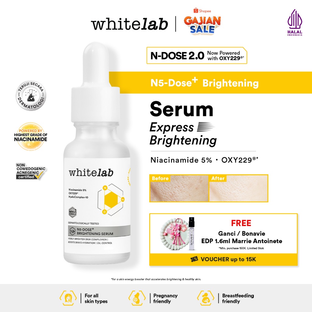 Whitelab Serum Niacinamide 5% Brightening Booster - Cerah Maksimal untuk Kulit Sensitif N5-Dose+ 2.0
