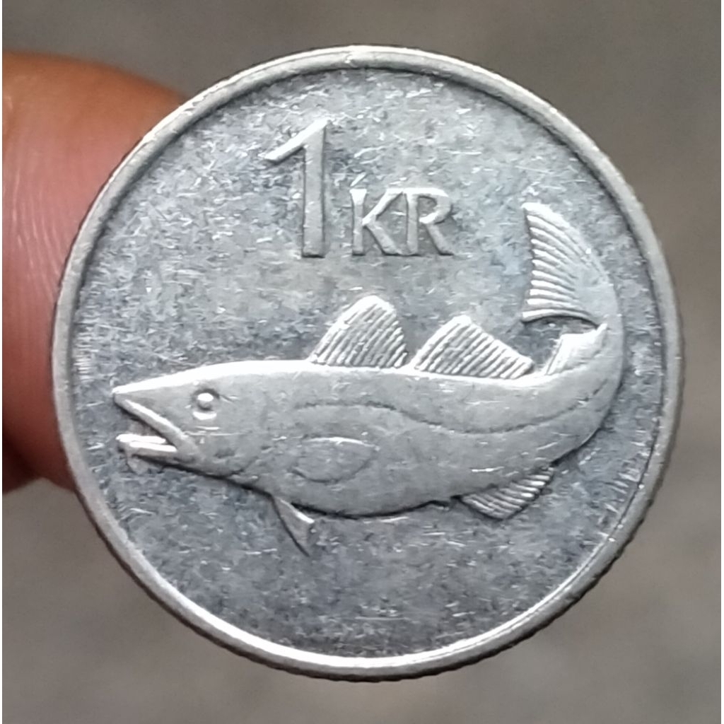 Koin Kuno Islandia 1 Krona 1989-2011 ikan Kod