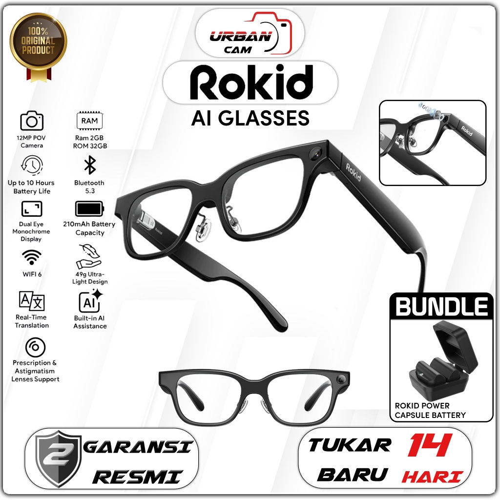 Rokid AI Glasses Smart Glasses 12MP / Kacamata Rokid AI Smart Glasses