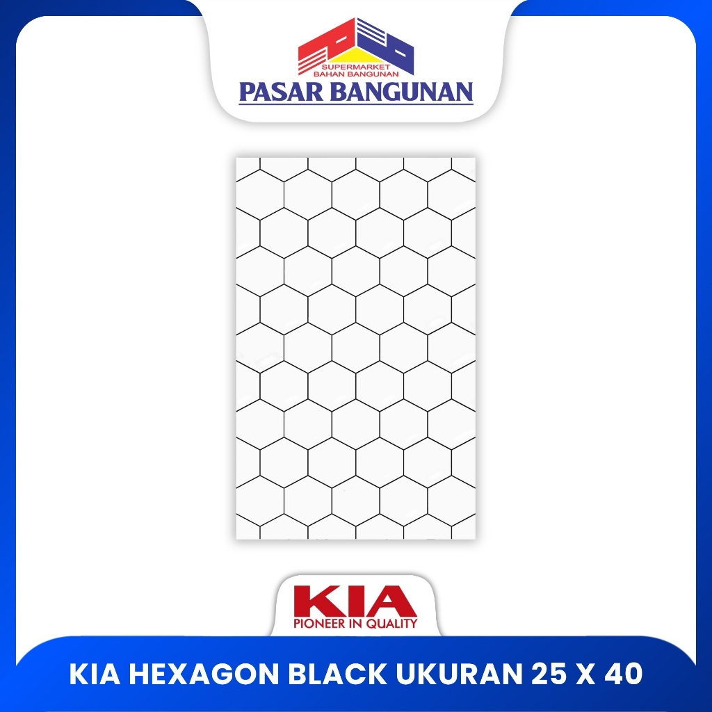 Keramik Kia Hexagon Black 25X40 Kw 1 Glossy