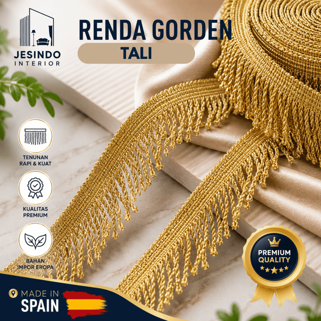 Renda Spanyol RENDA TALI Aksesoris Hiasan Interior Gorden Premium Elegan Import Eropa