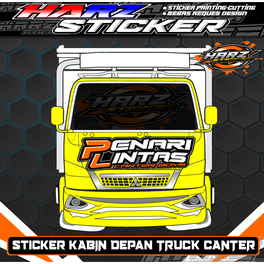 Stiker Dada Depan Truck-Stiker Penari Lintas-Stiker Bisa Custome-Stiker Dada Depan Truk Canter