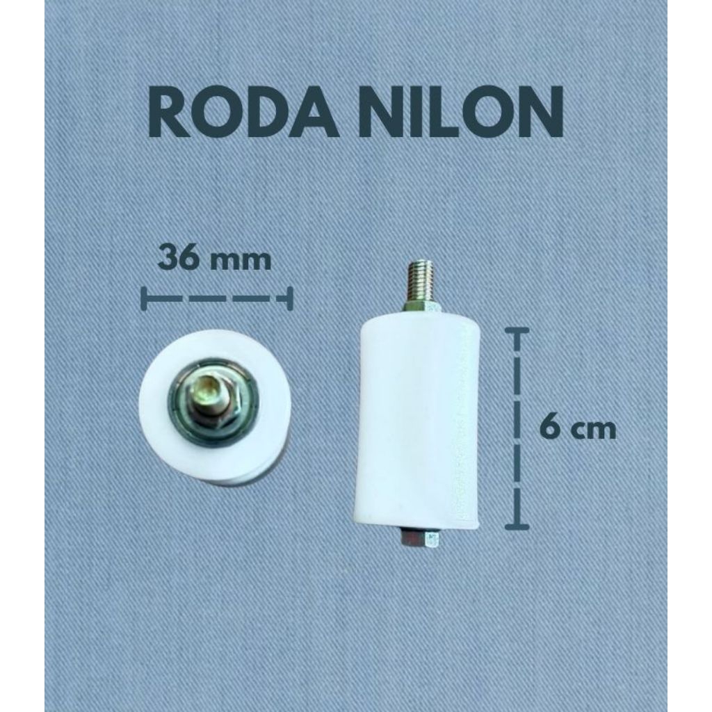 Roda Nilon Ukuran Sedang 36×60 | Roda Nilon Teflon | Roda Pagar Teflon Untuk Pagar Besi