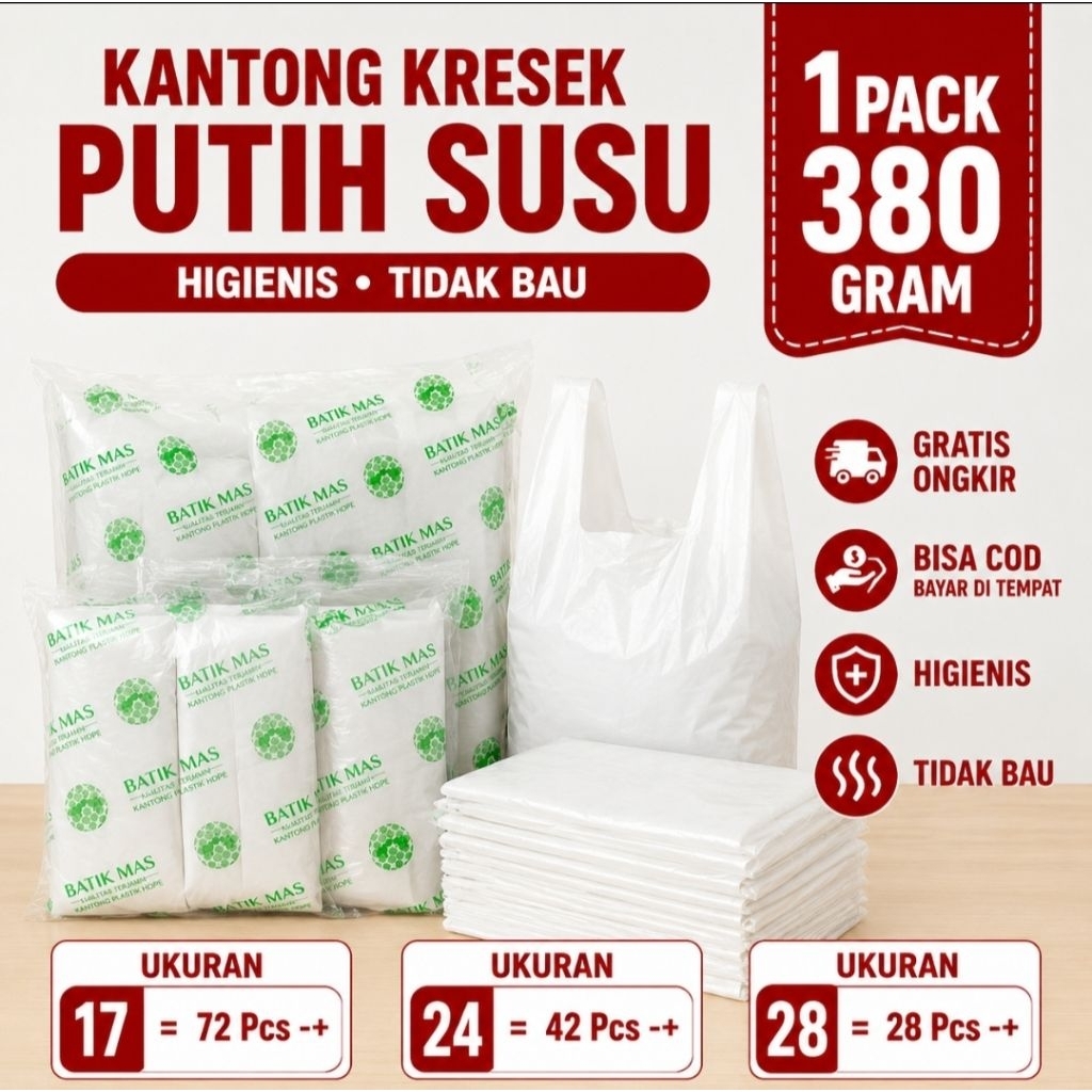 Kantong kresek putih susu|Hd Kantong kresek Tebal Putih 17 24 28