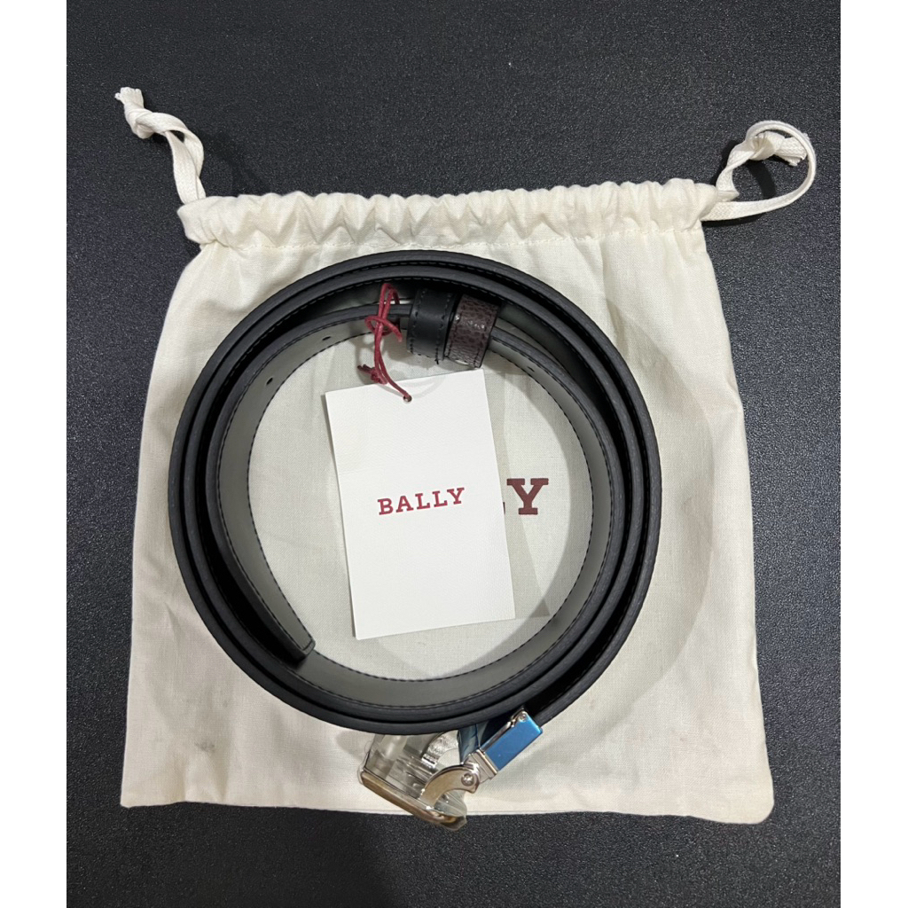 *NEW ORIGINAL* BALLY Bising Reversible Belt in Leather size 110 (Coffee & Black)