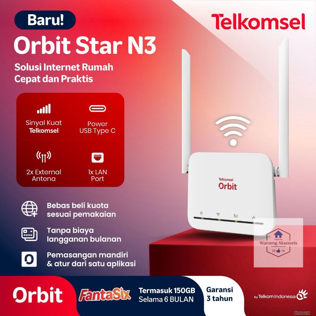Telkomsel Orbit Star G1 Modem WiFi Router Wireless 4G LTE Free Telkomsel 150GB