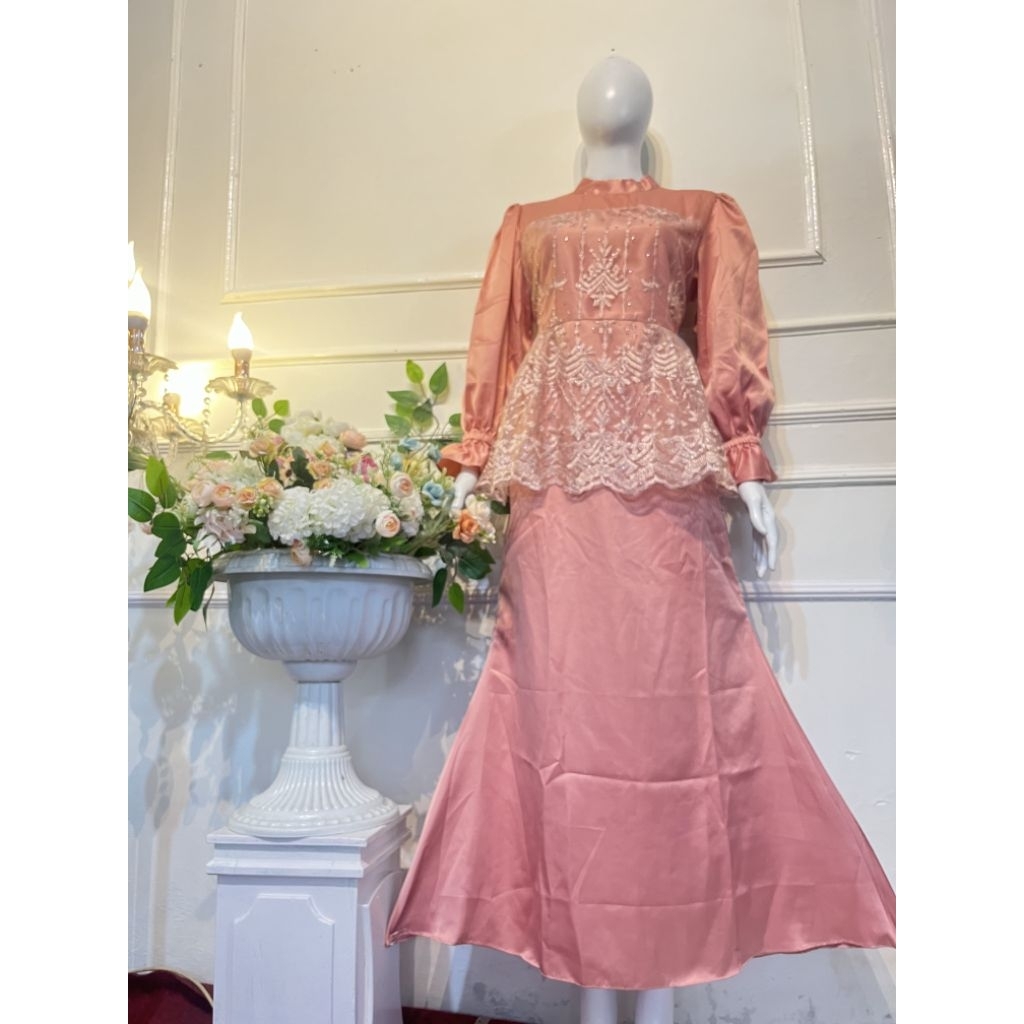 Gamis pink salem bordir