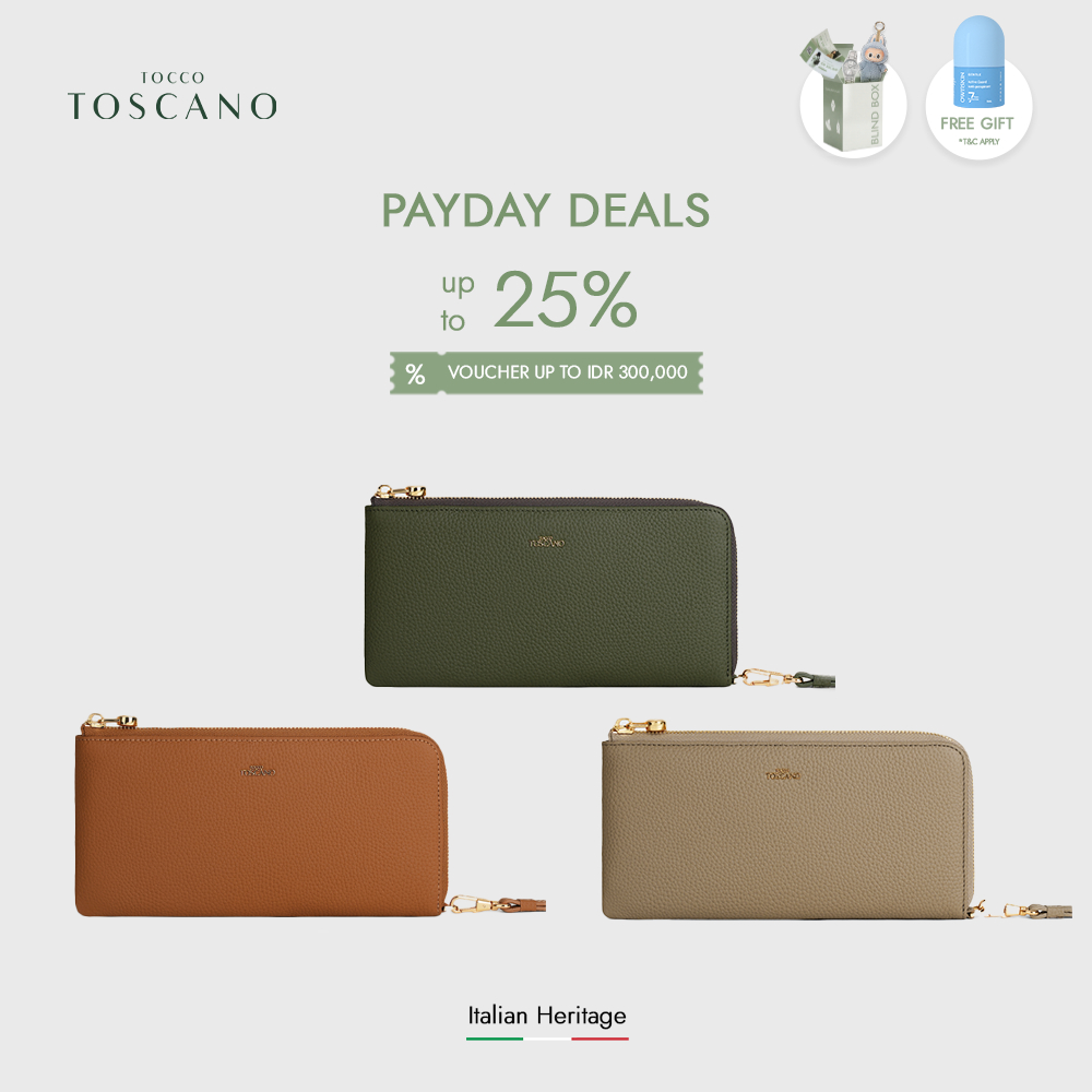 Tocco Toscano Aimee L-zip Wristlet Clutch - Dompet Wanita Kulit Sapi Asli