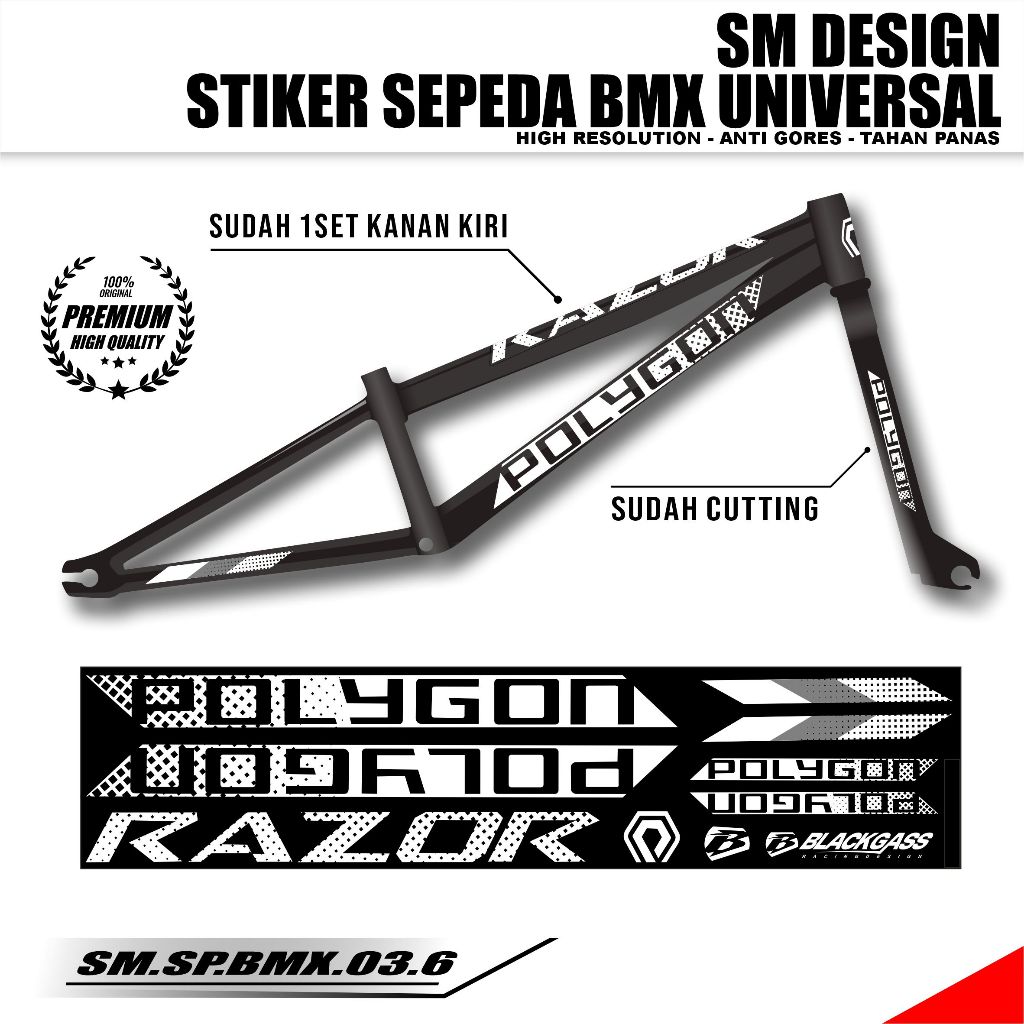 SM Stiker Striping Sepeda Universal ALL Polygon BMX Pacific Sudah Cutting