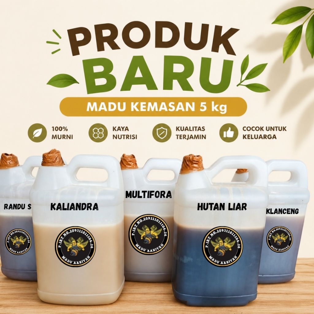 Madu Mentah Murni 100 % Madu Aasiyah Kemasan 5kg