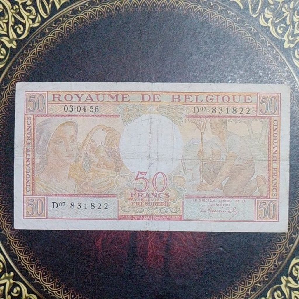 Uang Belgia 50 Franc 1956 vf